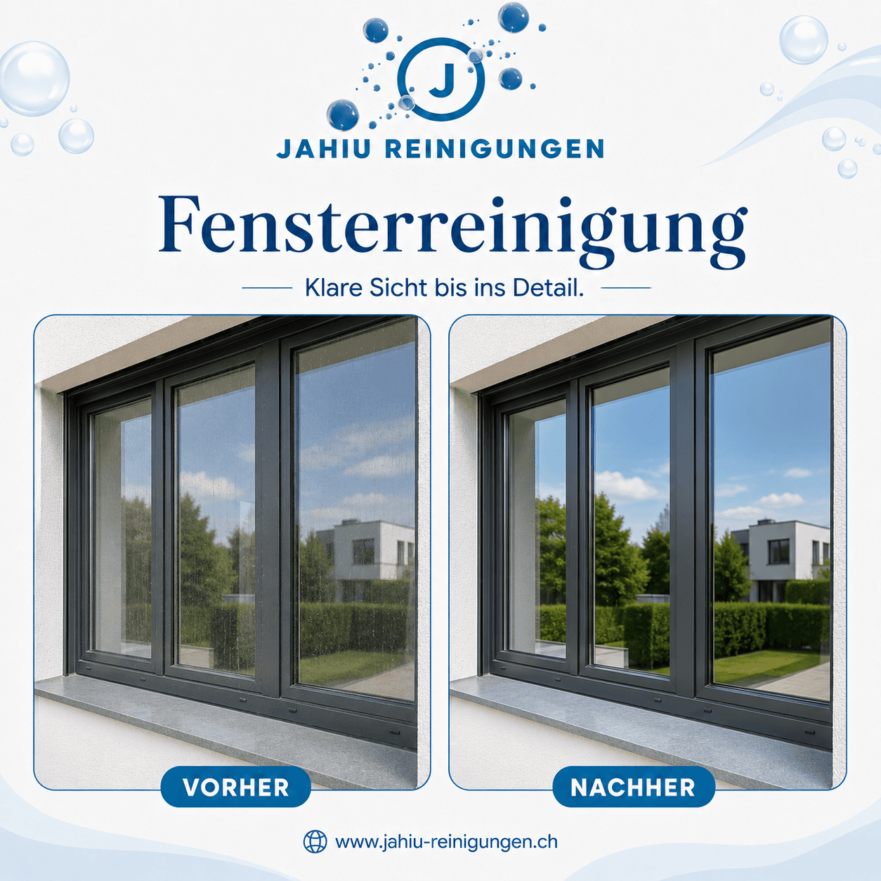 Vorher/Nachher Vergleich einer Fensterreinigung von Jahiu Reinigungen GmbH